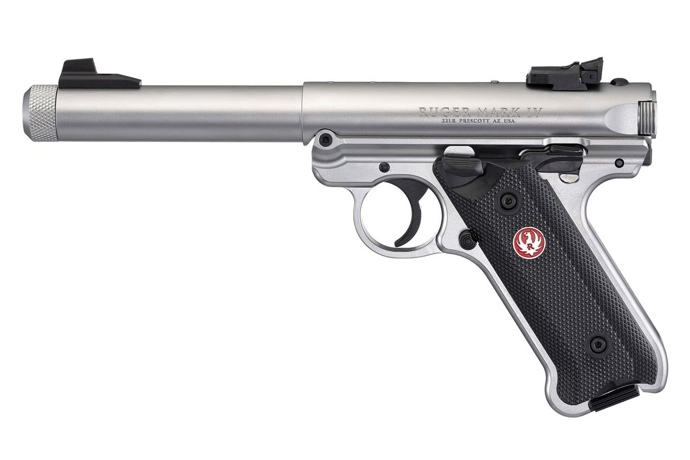 RUGER Mark IV Target 22LR Stainless Rimfire Pistol with Threaded Bull Barrel