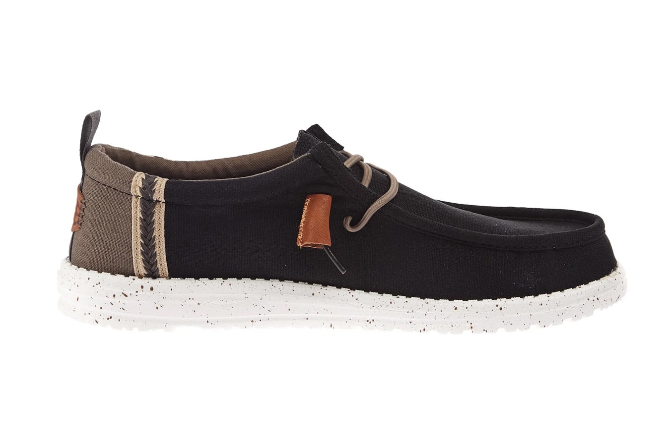 Hey Dude Men`s Black/Walnut Wally Summer Linen Casual Shoe