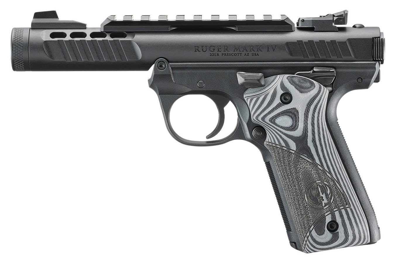 RUGER Mark IV 22/45 Lite 22LR Rimfire Pistol with Threaded Barrel and Oversized G10 Grips