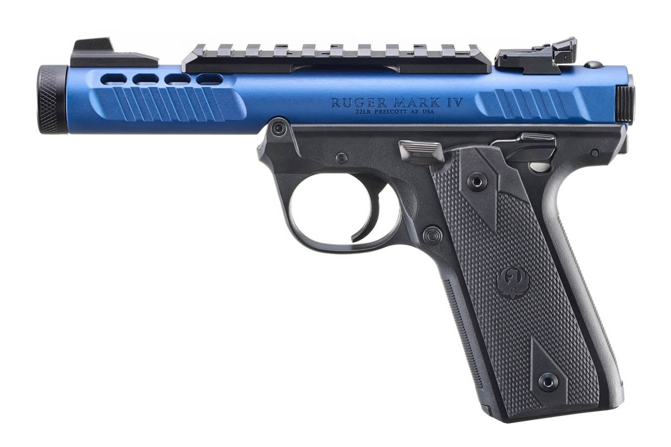 RUGER Mark IV 22/45 Lite 22LR Rimfire Pistol with Blue Anodized Finish and Threaded Barrel