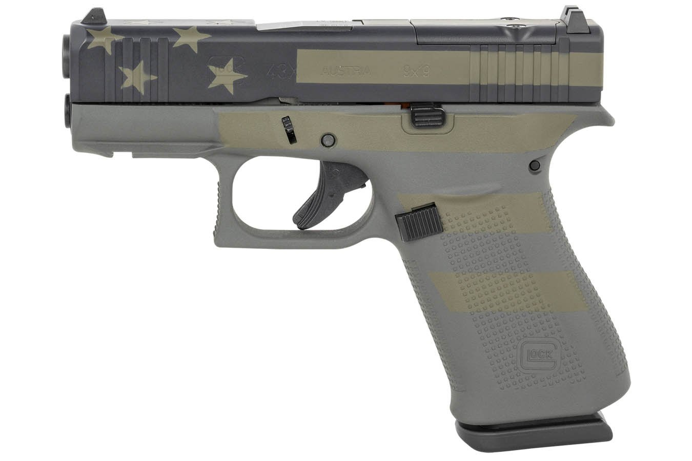 Glock 43x MOS 9mm Optic Ready Pistol with Operator Flag Cerakote Finish