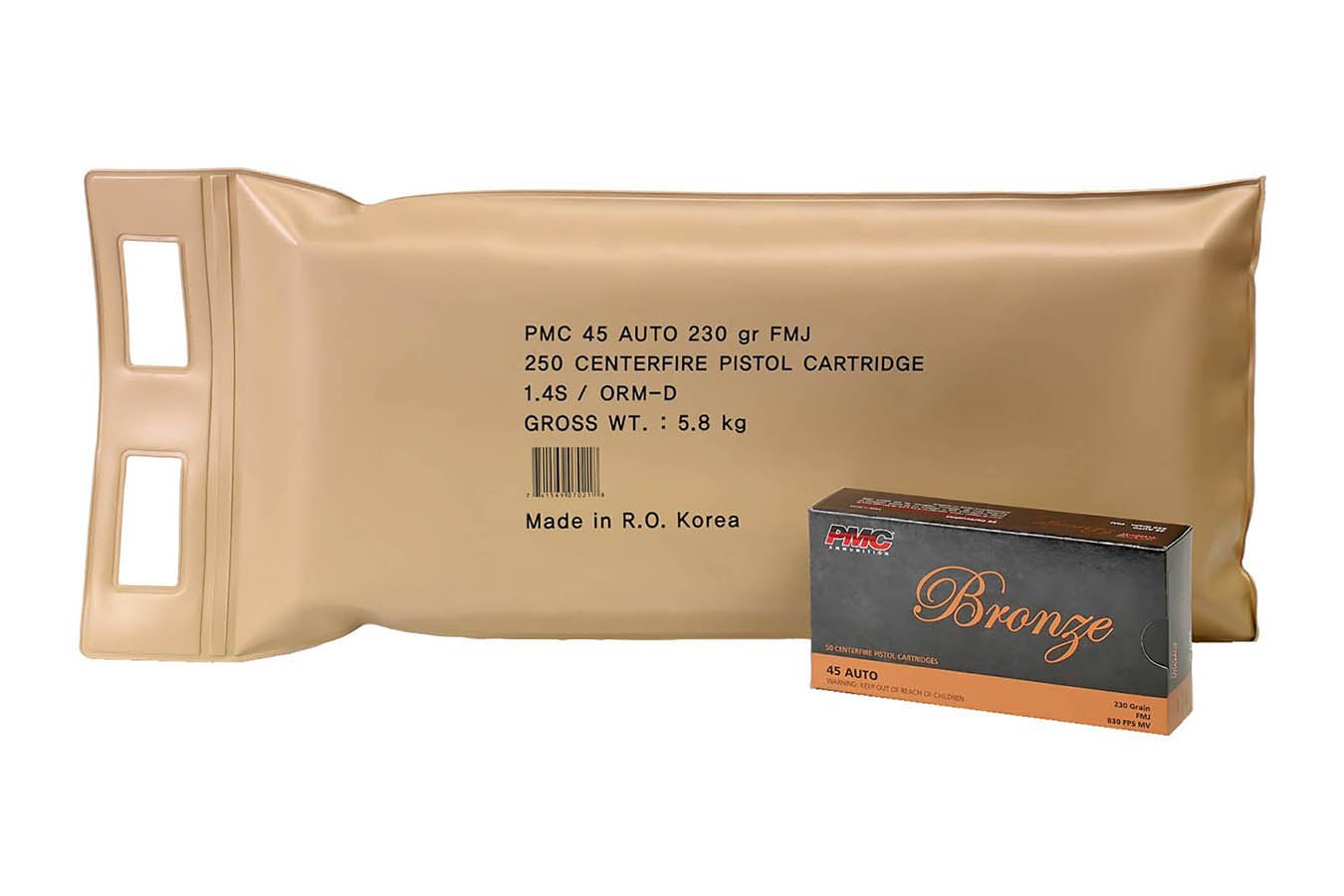 PMC 45 ACP 230gr FMJ Bronze Battle Pack 250 Rounds in Vacuum-Sealed Bag 