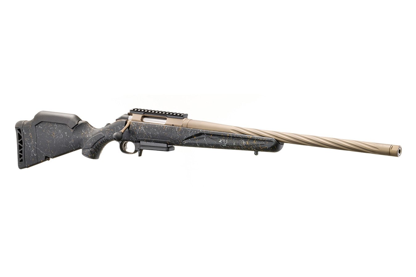 Ruger American Gen II Prairie 6.5 Creedmoor Bolt Action Rifle with Black Splatter Stock and Smoked Bronze Cerakote Barrel