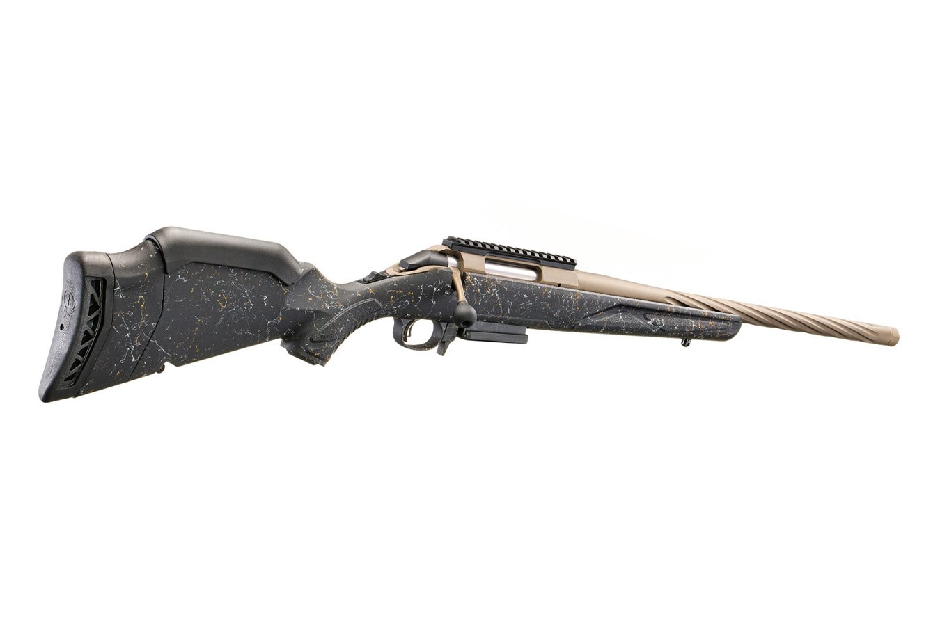 Ruger American Gen II Prairie 6.5 Creedmoor Bolt Action Rifle with Black Splatter Stock and Smoked Bronze Cerakote Barrel