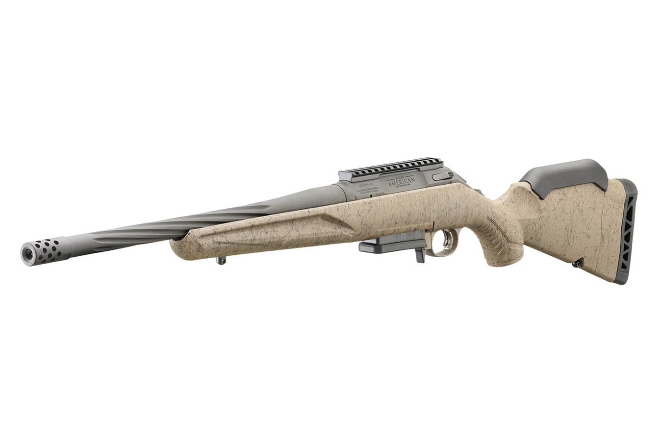 RUGER American Ranch Gen II 243 Win Bolt-Action Rifle with FDE Splatter Stock and Spiral Fluted Barrel