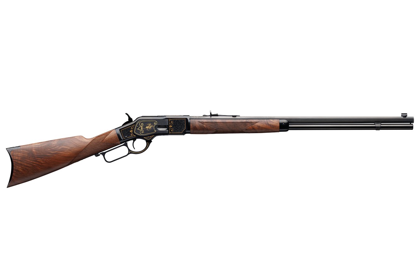 WINCHESTER FIREARMS Model 1873 44-40 Win 150th Anniversary Lever-Action Rifle with Gold Enhanced Engraving and Full Octagon Barrel