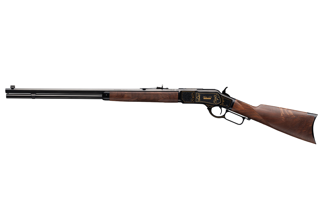 WINCHESTER FIREARMS Model 1873 44-40 Win 150th Anniversary Lever-Action Rifle with Gold Enhanced Engraving and Full Octagon Barrel
