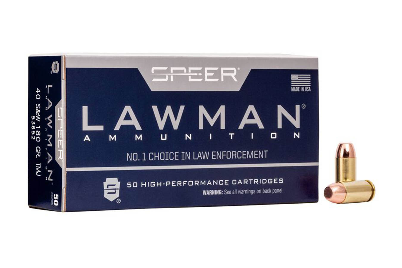 Speer 53652 40 S&W 180gr Total Metal Jacket Lawman 50/Box | Sportsman's ...