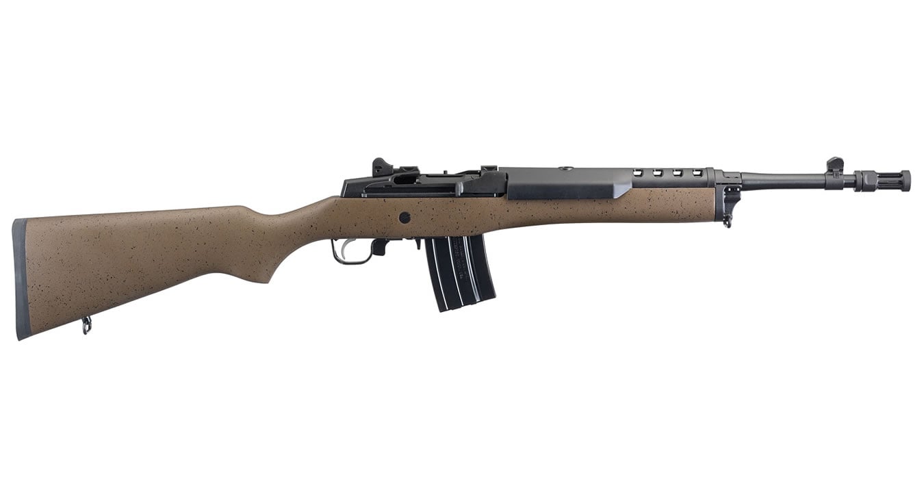 RUGER Mini-14 Tactical 5.56mm Semi-Automatic Rifle with Speckled Black/Brown Hardwood Stock