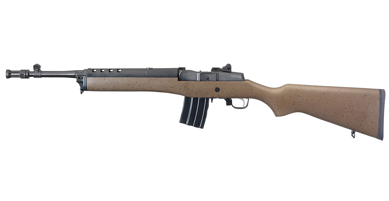 RUGER Mini-14 Tactical 5.56mm Semi-Automatic Rifle with Speckled Black/Brown Hardwood Stock