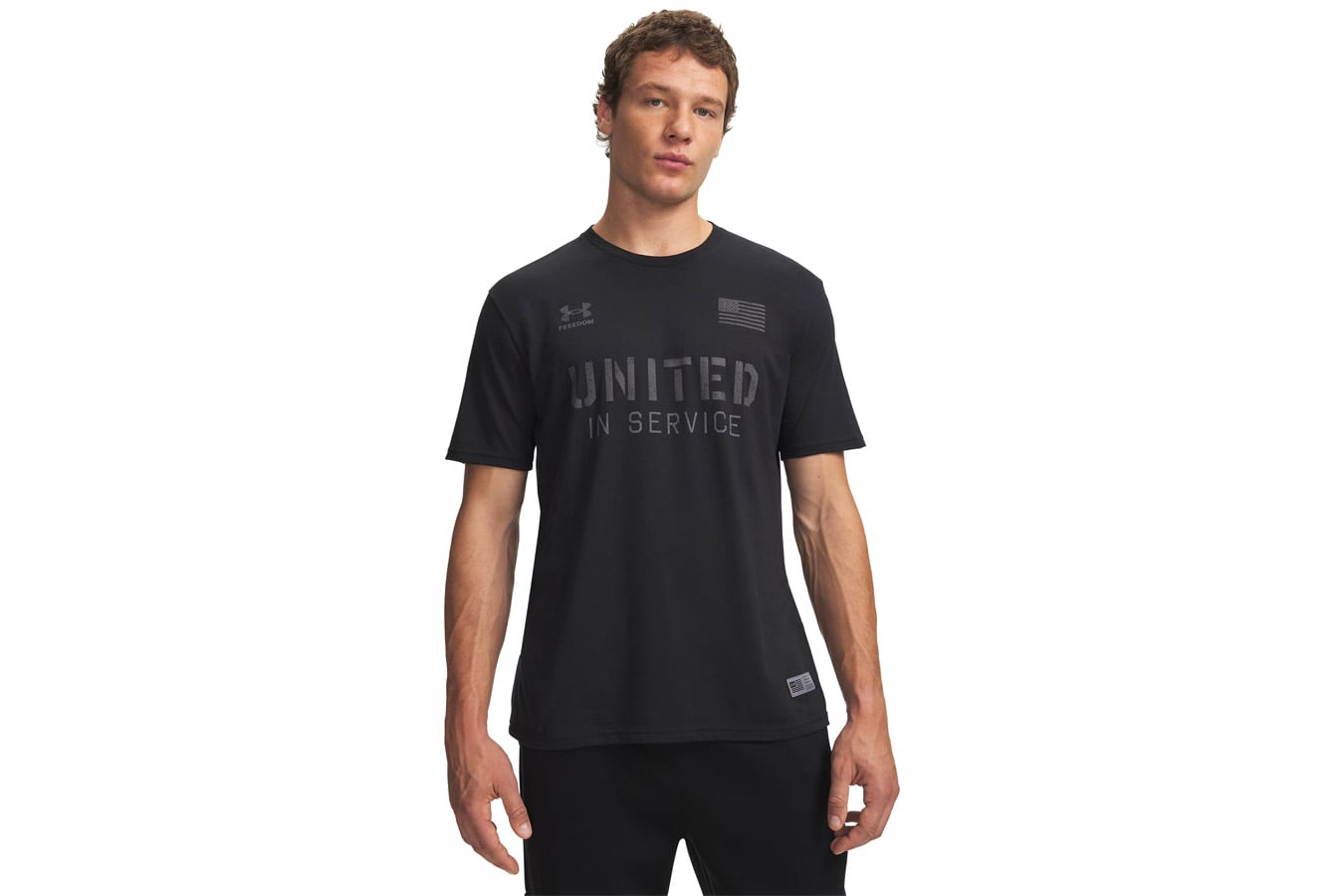 Under Armour Freedom United In Service Men's Short Sleeve T-Shirt, Black/Castlerock, Cotton-Blend Graphic Tee