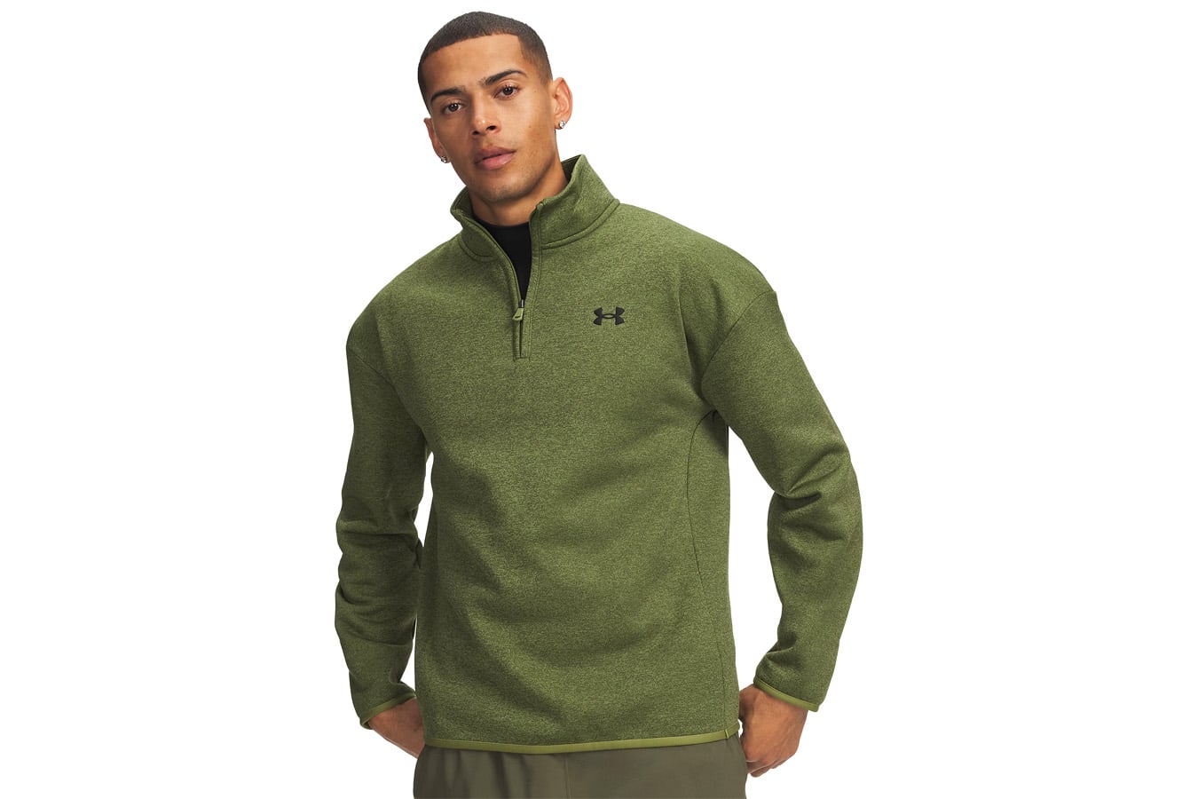 Under Armour Armour Fleece Twist Men's 1/4 Zip Pullover Warm Olive/Black