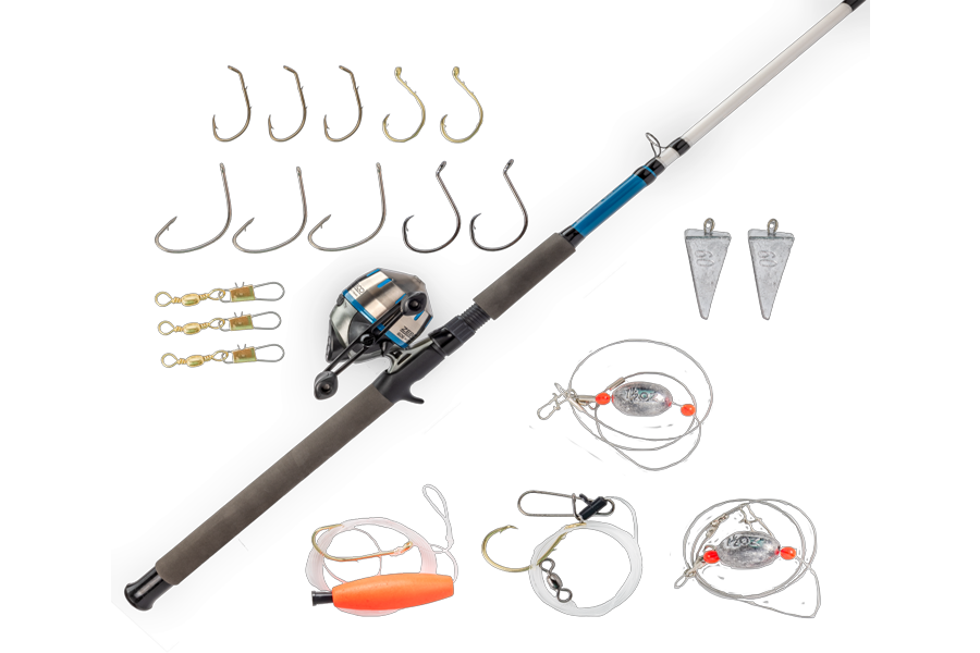 ZEBCO 606 Salt Fisher 7 ft Medium-Heavy Spincast Combo with Eagle Claw Tackle Kit