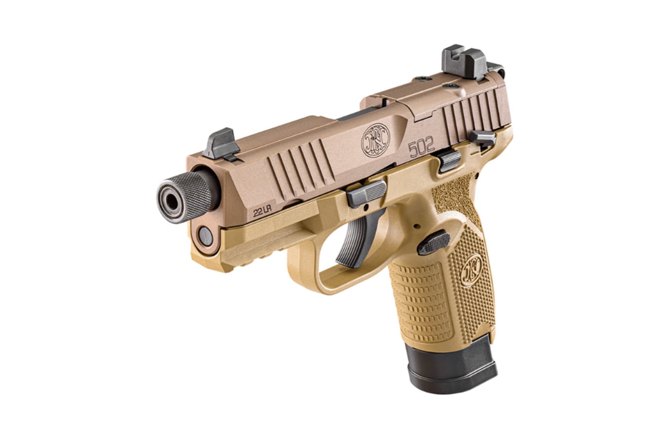 FNH FN502 Tactical 22LR Optic Ready Rimfire Pistol with FDE Finish and Threaded Barr