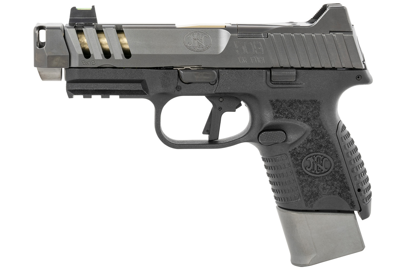 FN 509 CC Edge 9mm Optic Ready Pistol with Gold Barrel and Black Frame
