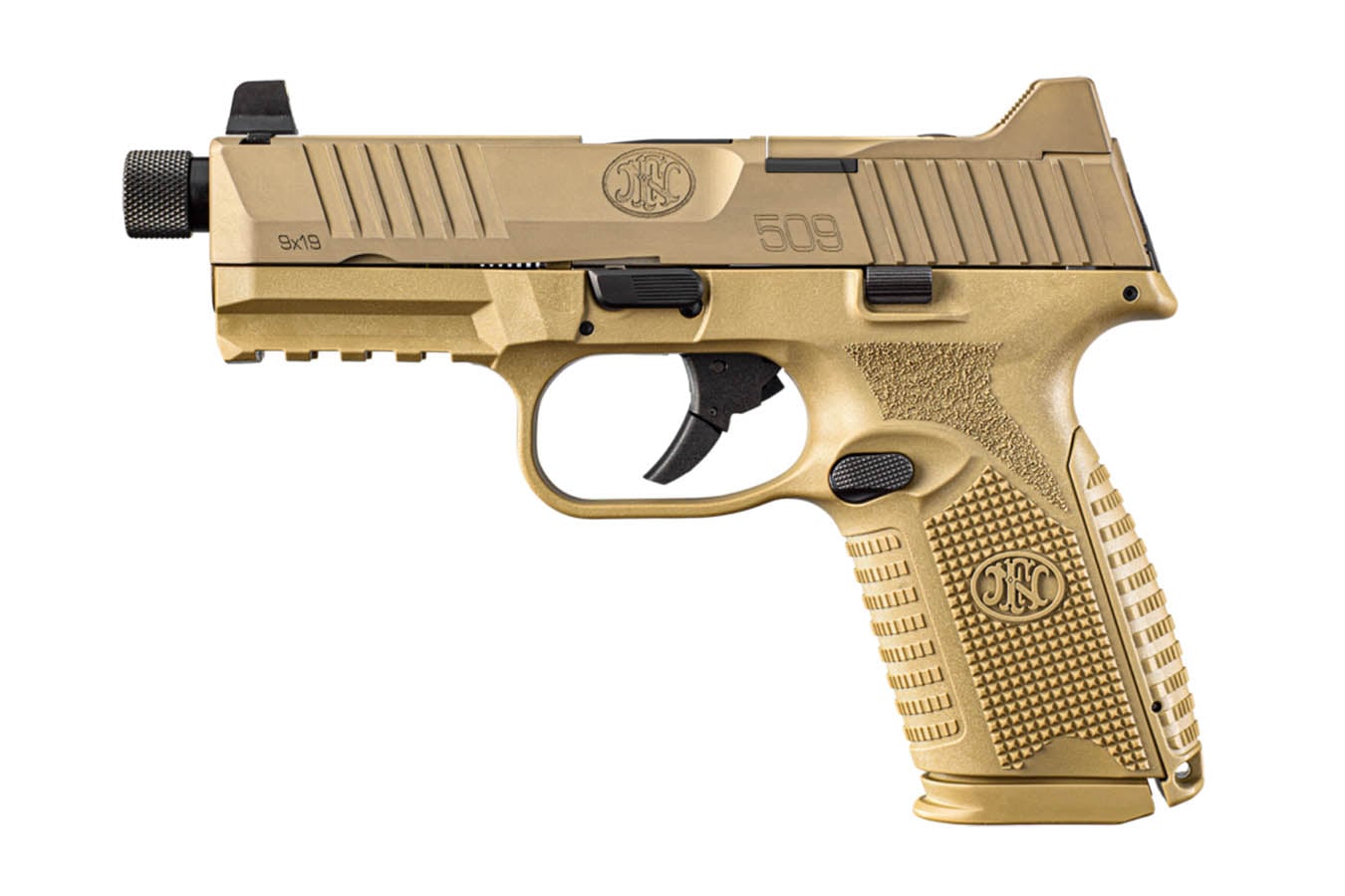 FNH 509 Midsize Tactical 9mm FDE Optic Ready Pistol with Threaded Barrel