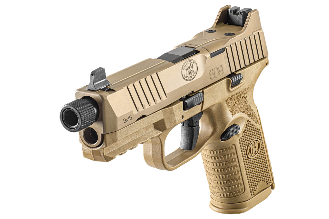 FNH 509 Midsize Tactical 9mm FDE Optic Ready Pistol with Threaded Barrel