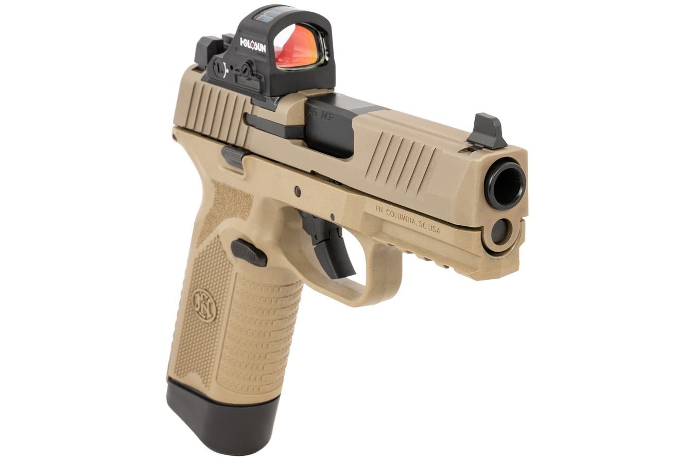 FNH 545 MRD 45 ACP Semi-Automatic FDE Pistol with Holosun 407c Red Dot