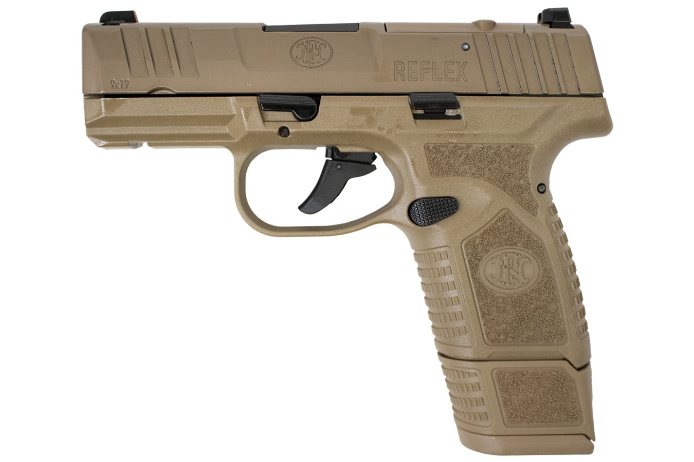 FNH Reflex MRD 9mm Flat Dark Earth (FDE) Optic Ready Pistol w/ 4 Total Mags and Viridian Green Dot