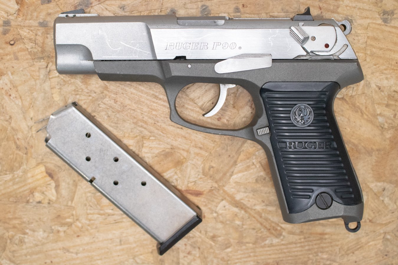 RUGER P90 45ACP Police Trade-In Pistol with Two-Tone Finish