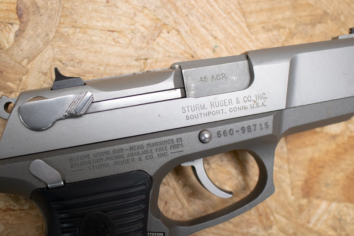 RUGER P90 45ACP Police Trade-In Pistol with Two-Tone Finish