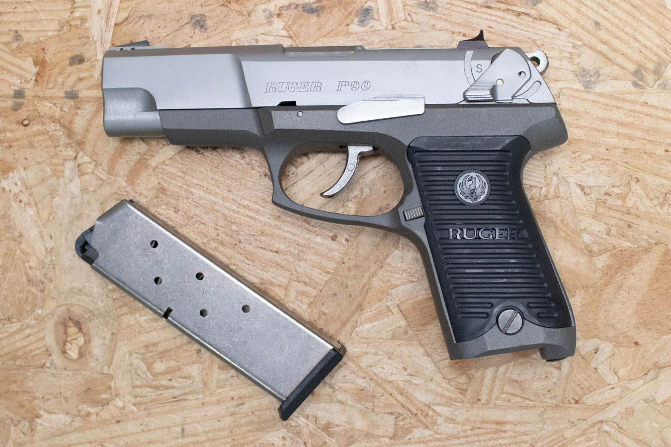 RUGER P90 45ACP Police Trade-In Pistol with Stainless Slide