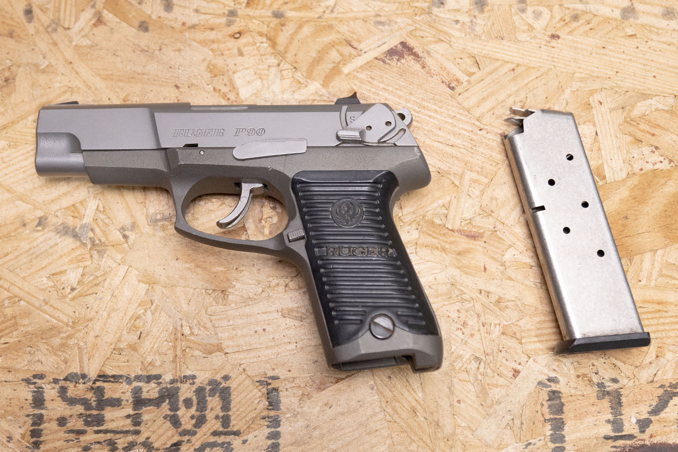 RUGER P90 45ACP Police Trade-In Pistol with Stainless Slide