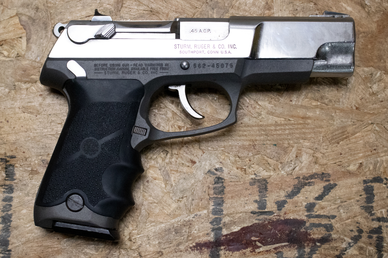 RUGER P90 45ACP Police Trade-In Pistol with Two-Tone Finish