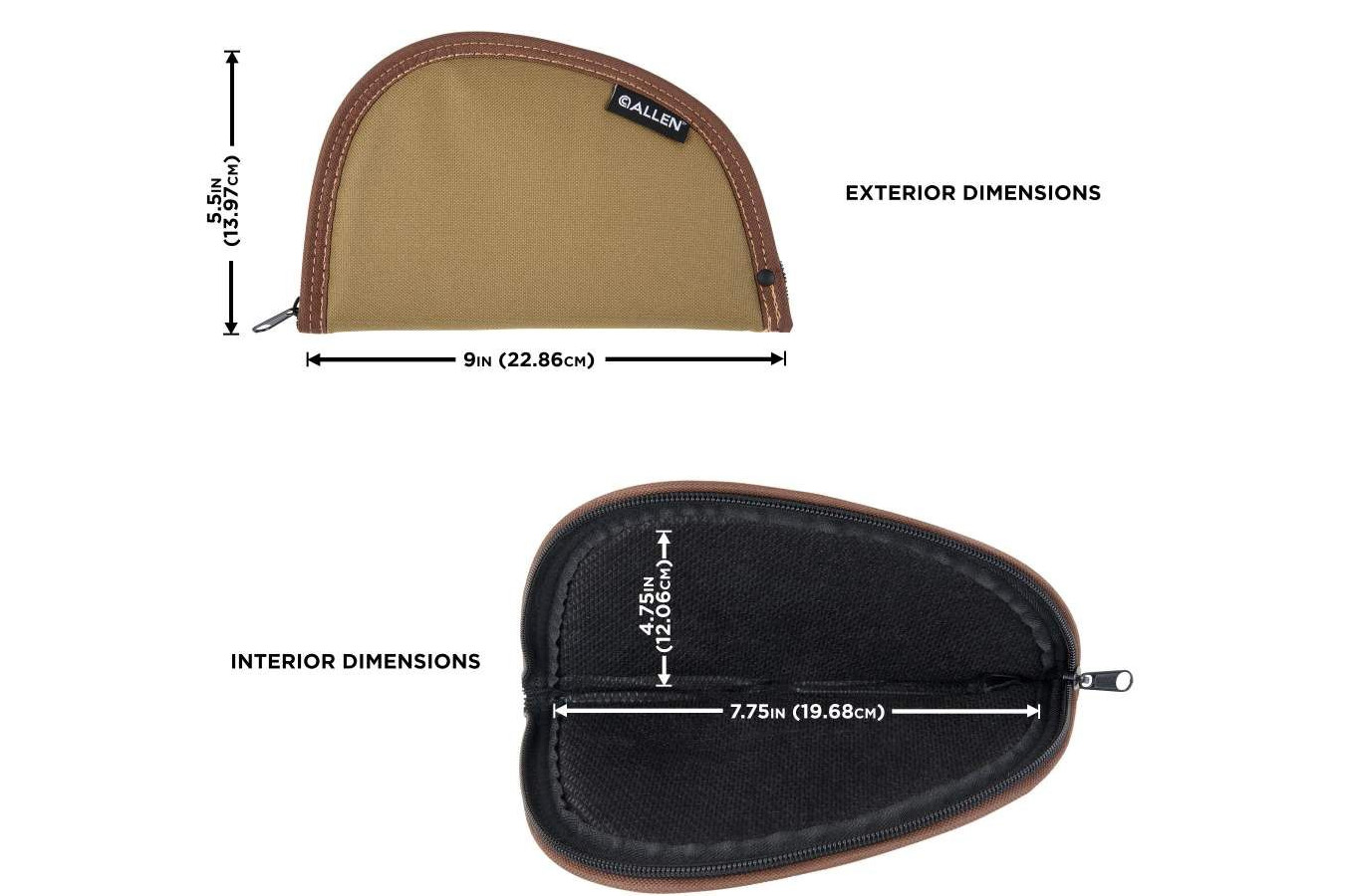 ALLEN COMPANY 8 Inch Handgun Cases (Assorted Earth Tone Colors)