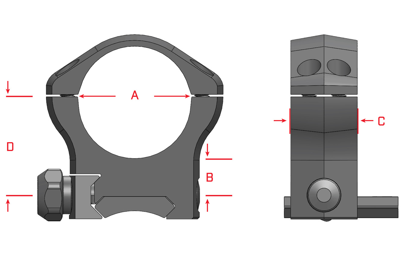 WARNE Mountain Tech 1 inch, Low Matte Rings