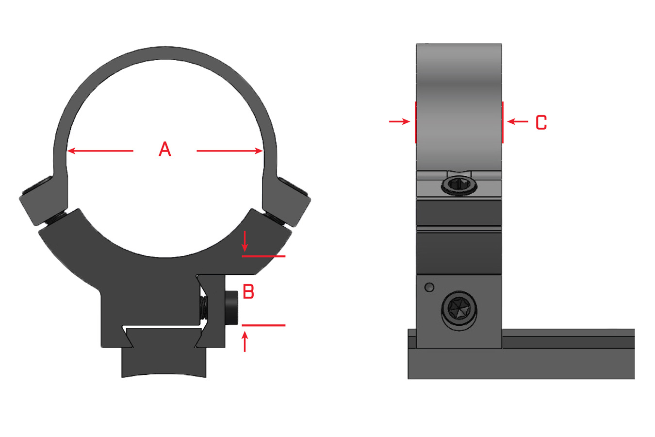 WARNE 1 inch, Rimfire QD, Med Matte Rings