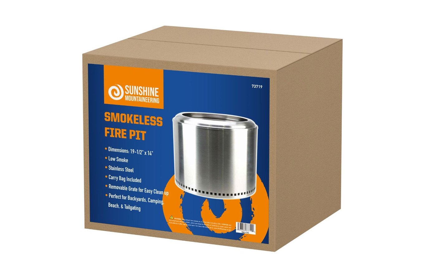 Sunshine Mountaineering 19.5 Inch Smokeless Fire Pit - Stainless Steel