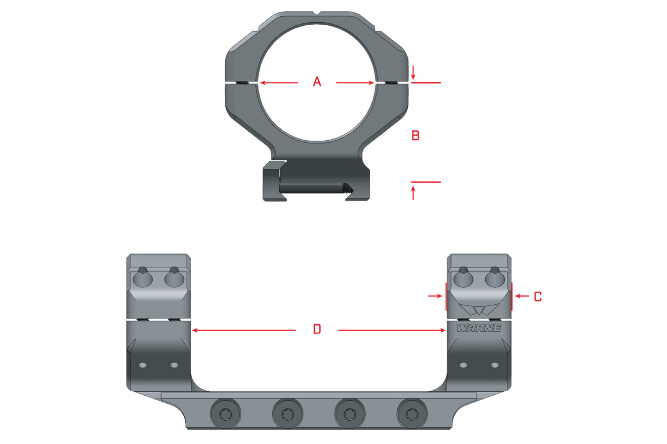 WARNE 1 PC Precision Mount 35mm MSR Ideal Height