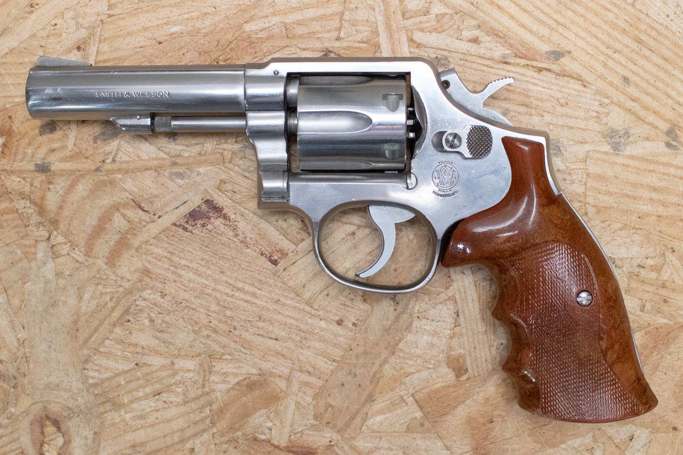 SMITH AND WESSON 64-3 38 Special Police Trade-In Stainless Revolver with Rogers Wood Grips