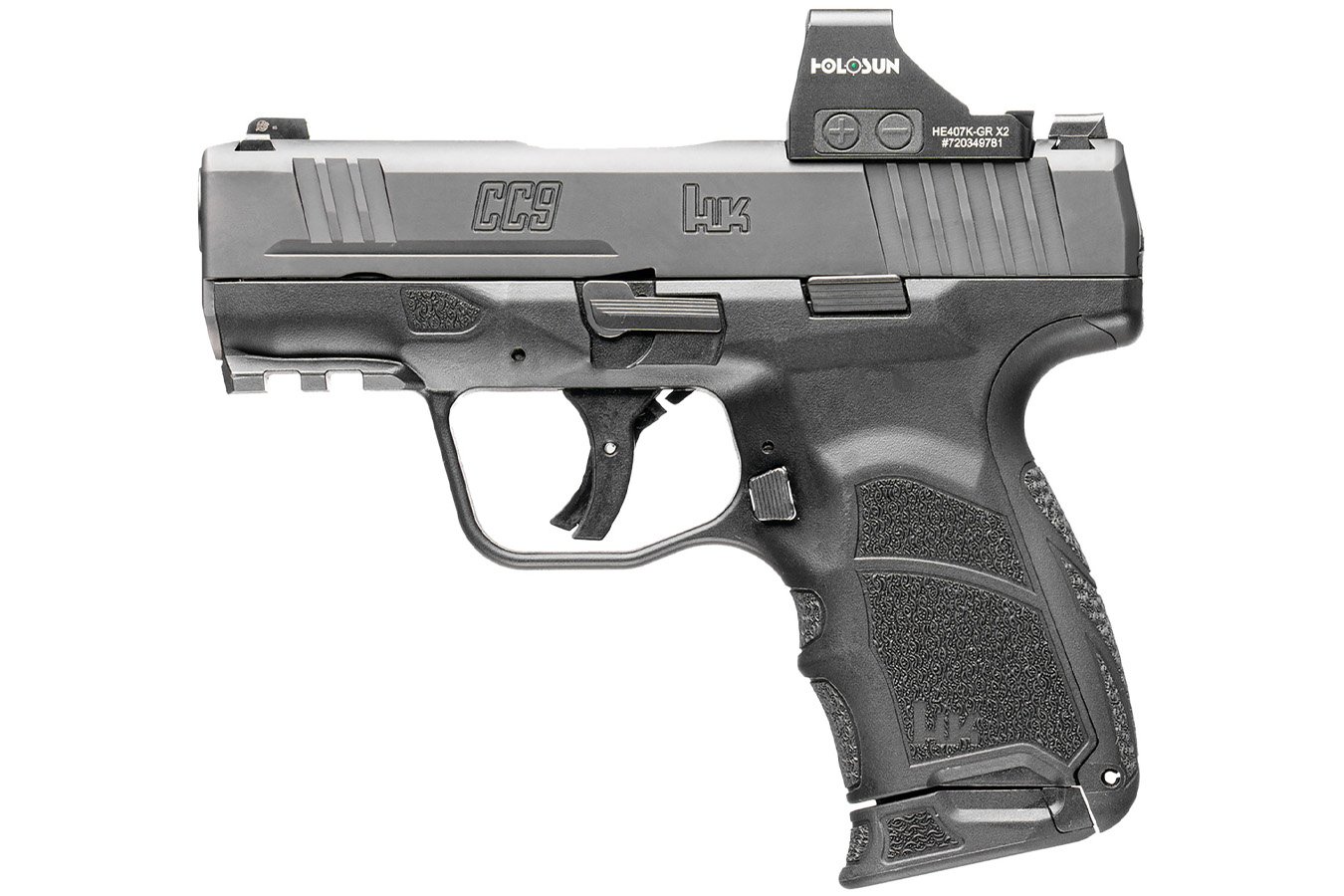 HK CC9 9mm Micro Compact Optic Ready Pistol with Holosun 407K Red Dot