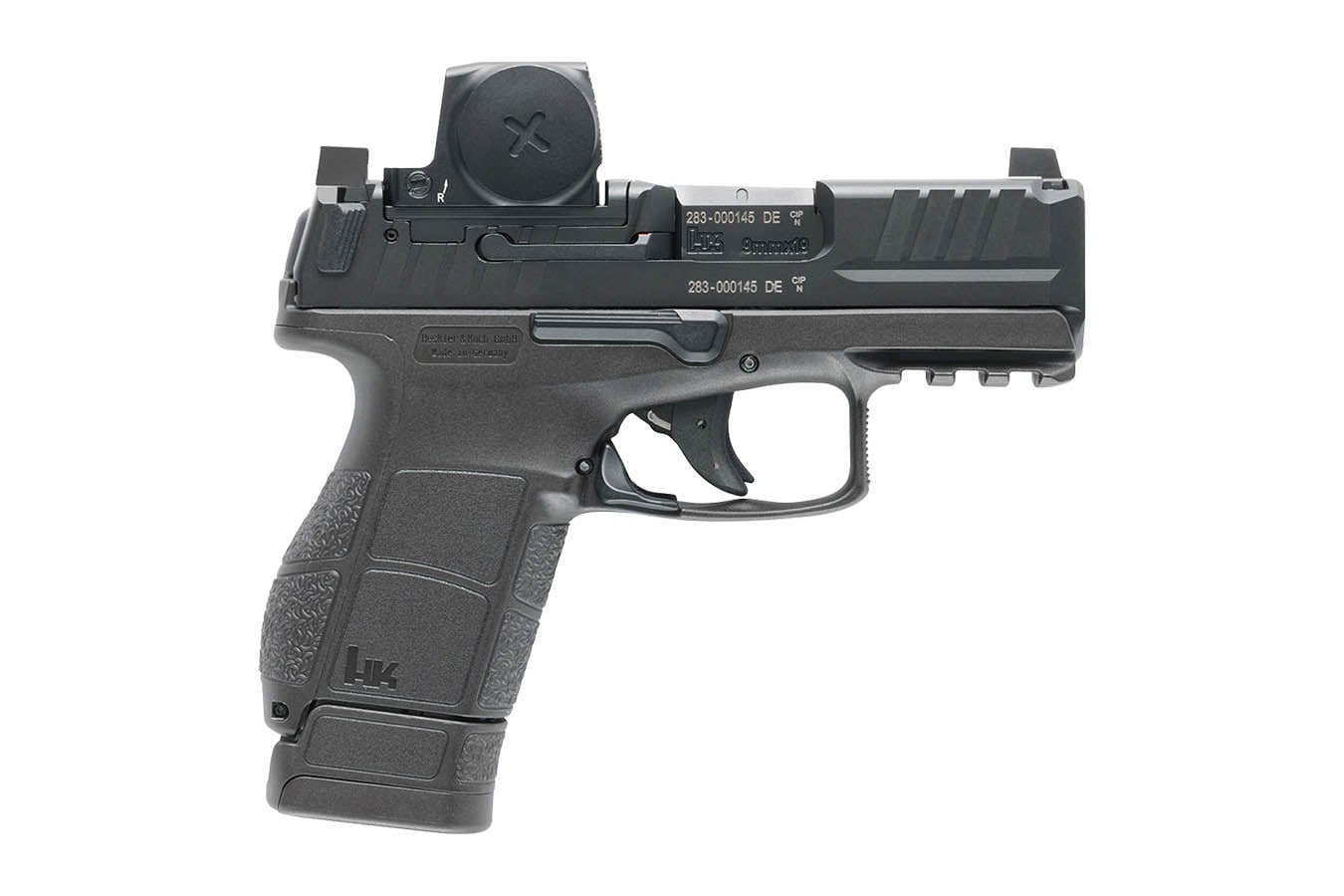 H  K VP9CC 9mm Optic Ready Pistol with Vortex Defender-CCW Enclosed Red Dot