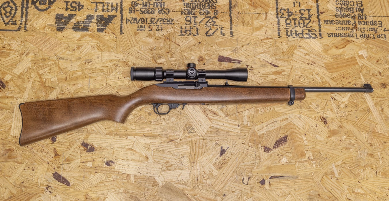 RUGER 10/22 Carbine .22 LR Police Trade-In Rifle with Hardwood Stock and Riflescope (Mag Not Included)