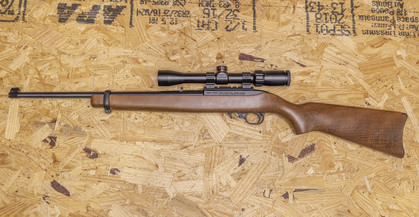 RUGER 10/22 Carbine .22 LR Police Trade-In Rifle with Hardwood Stock and Riflescope (Mag Not Included)