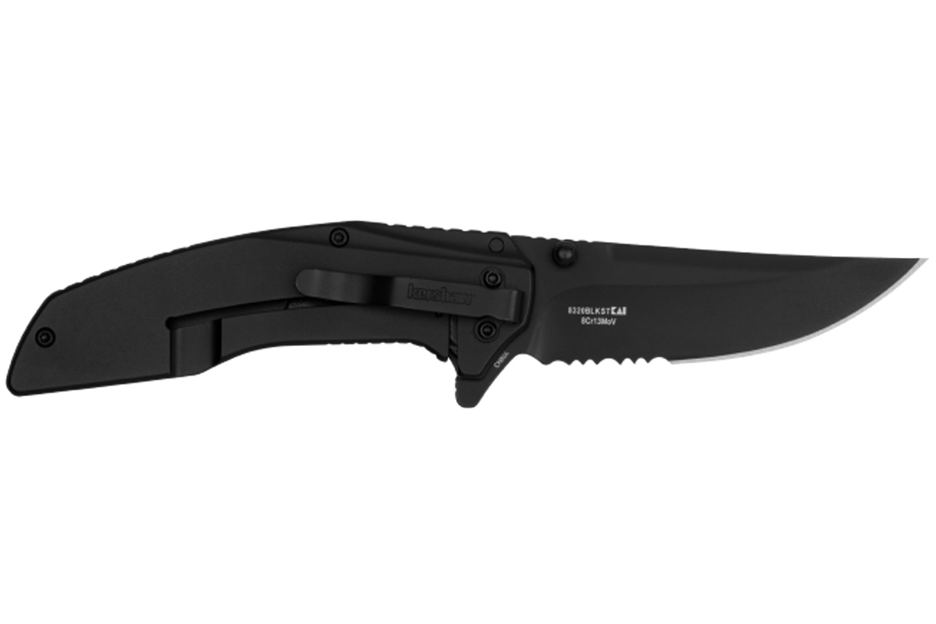 Kershaw Knives Outright Folding Pocket Knife - Black, Serrated