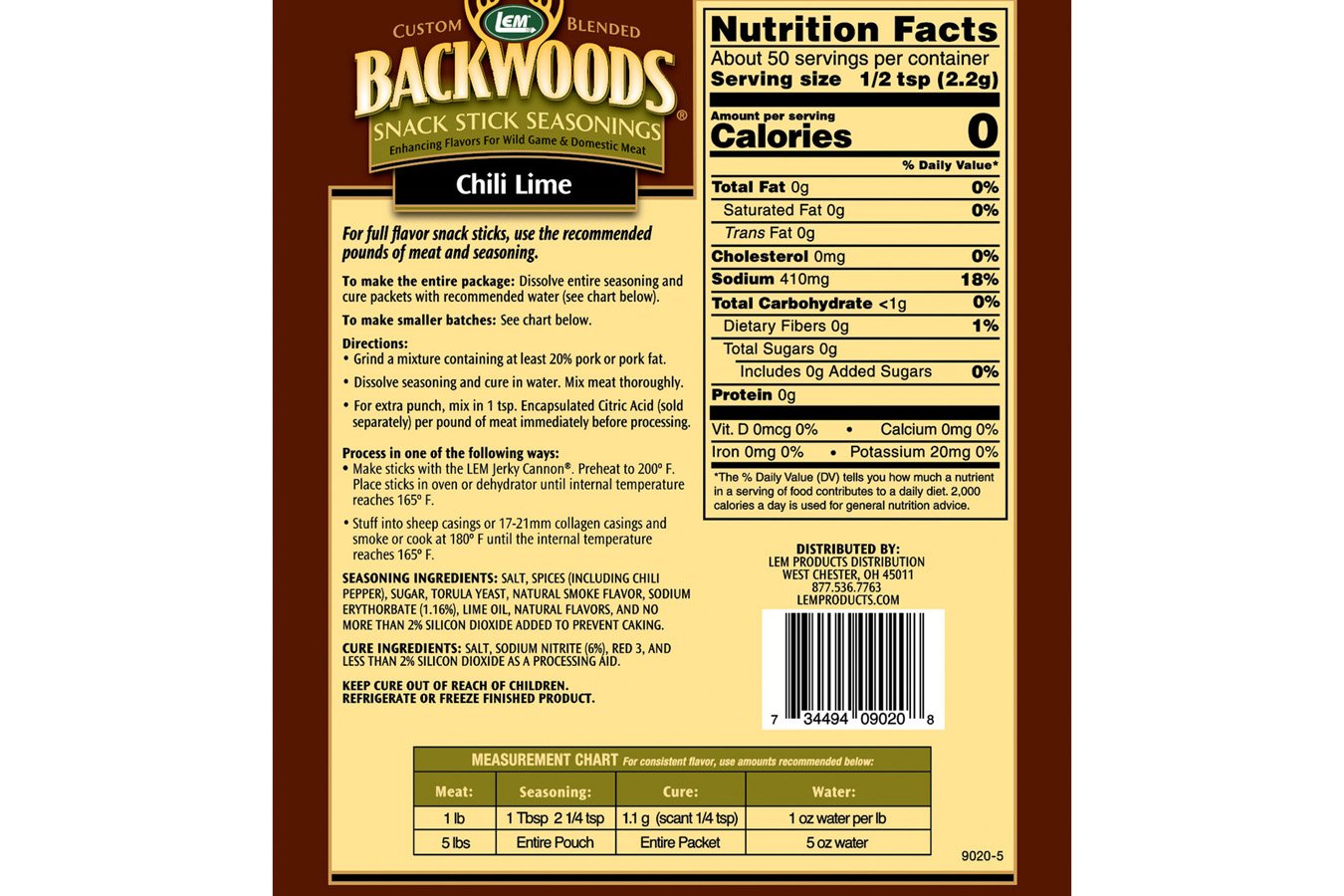 Lem Backwoods Chili Lime Snack Stick Seasoning