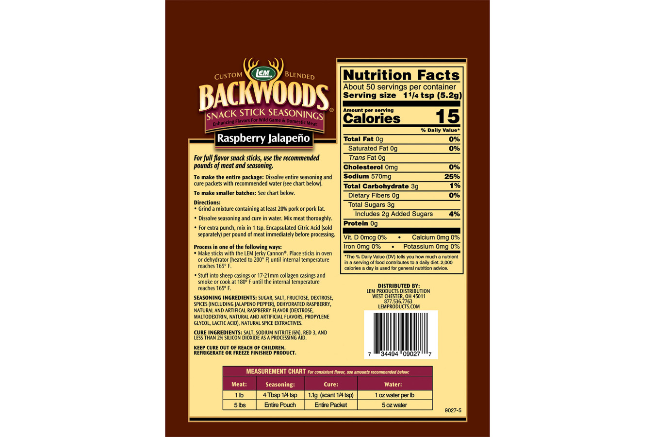 Lem Backwoods Raspberry Jalapeno Snack Stick Seasoning