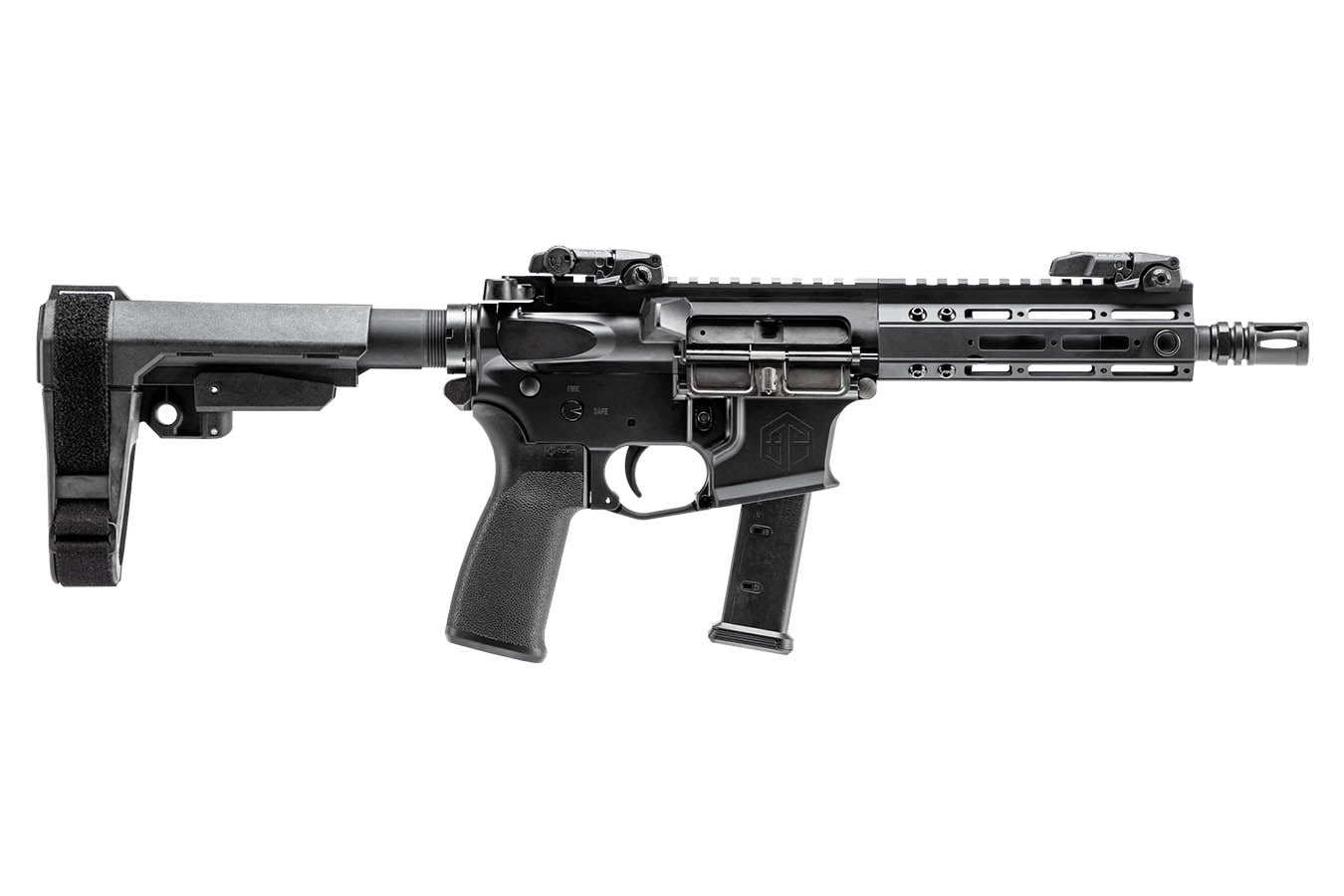 Alpha Foxtrot AFMG9 9mm Pistol with SB Tactical Brace and Flip-Up Sights
