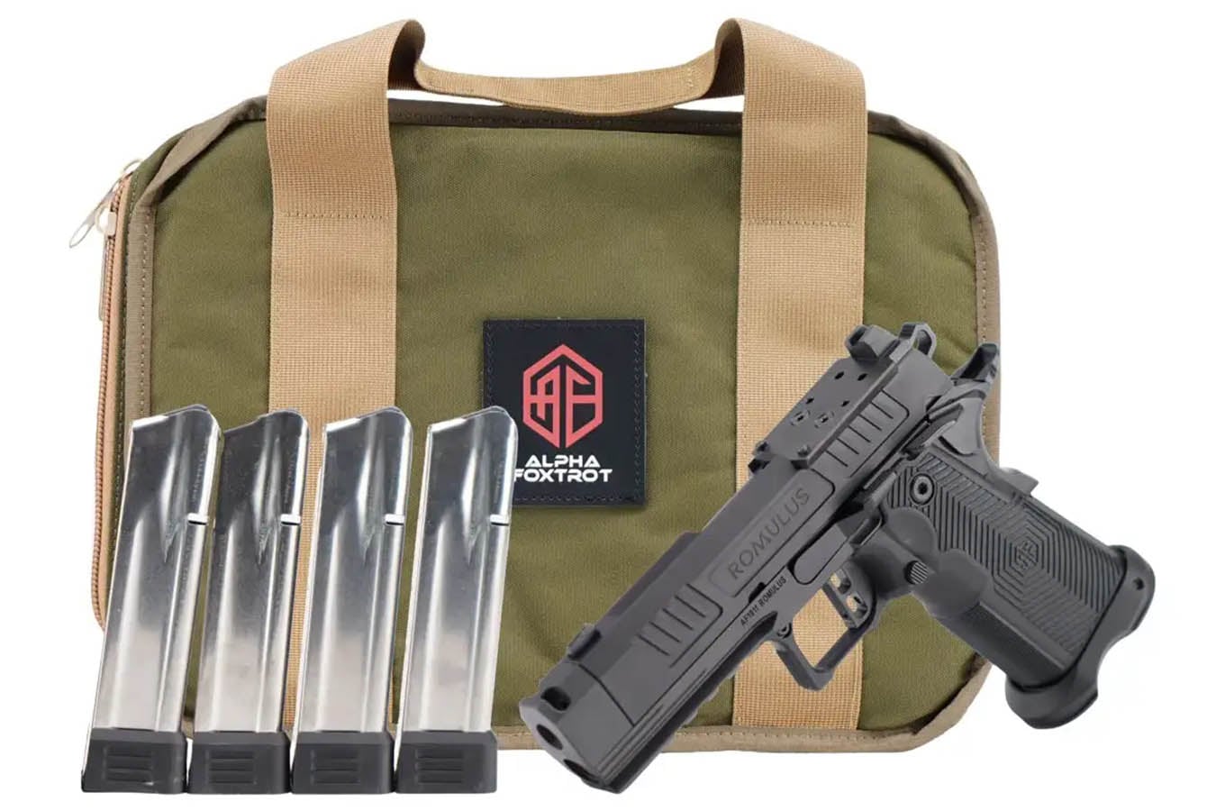 ALPHA FOXTROT AF1911-ROMULUS 9mm Optic Ready Double Stack 1911 Pistol with Five Mags and Range Bag