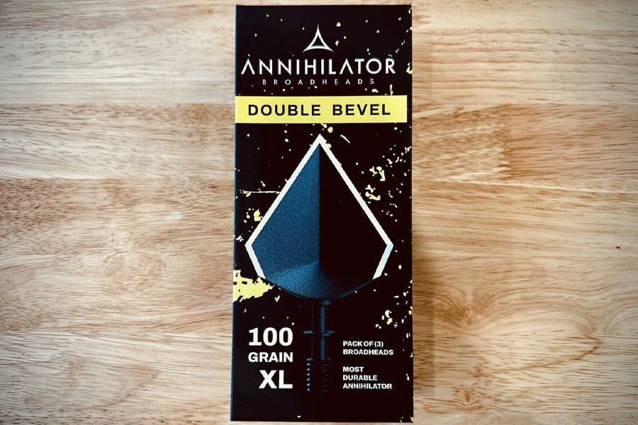 ANNIHILATOR BROADHEADS Double Bevel 100 Grain Extra Large Arrow Point Broadheads - 3 Pack