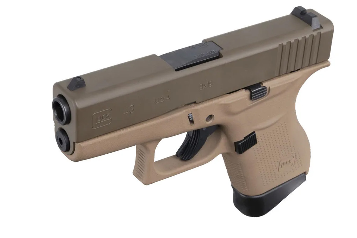 GLOCK 43 9mm Single Stack Pistol with Cerakote Faded Dark Earth Frame