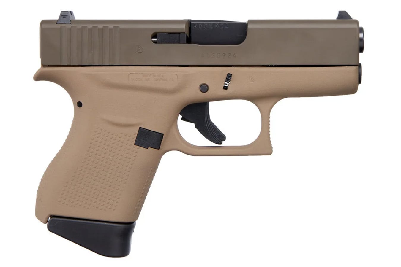 GLOCK 43 9mm Single Stack Pistol with Cerakote Faded Dark Earth Frame