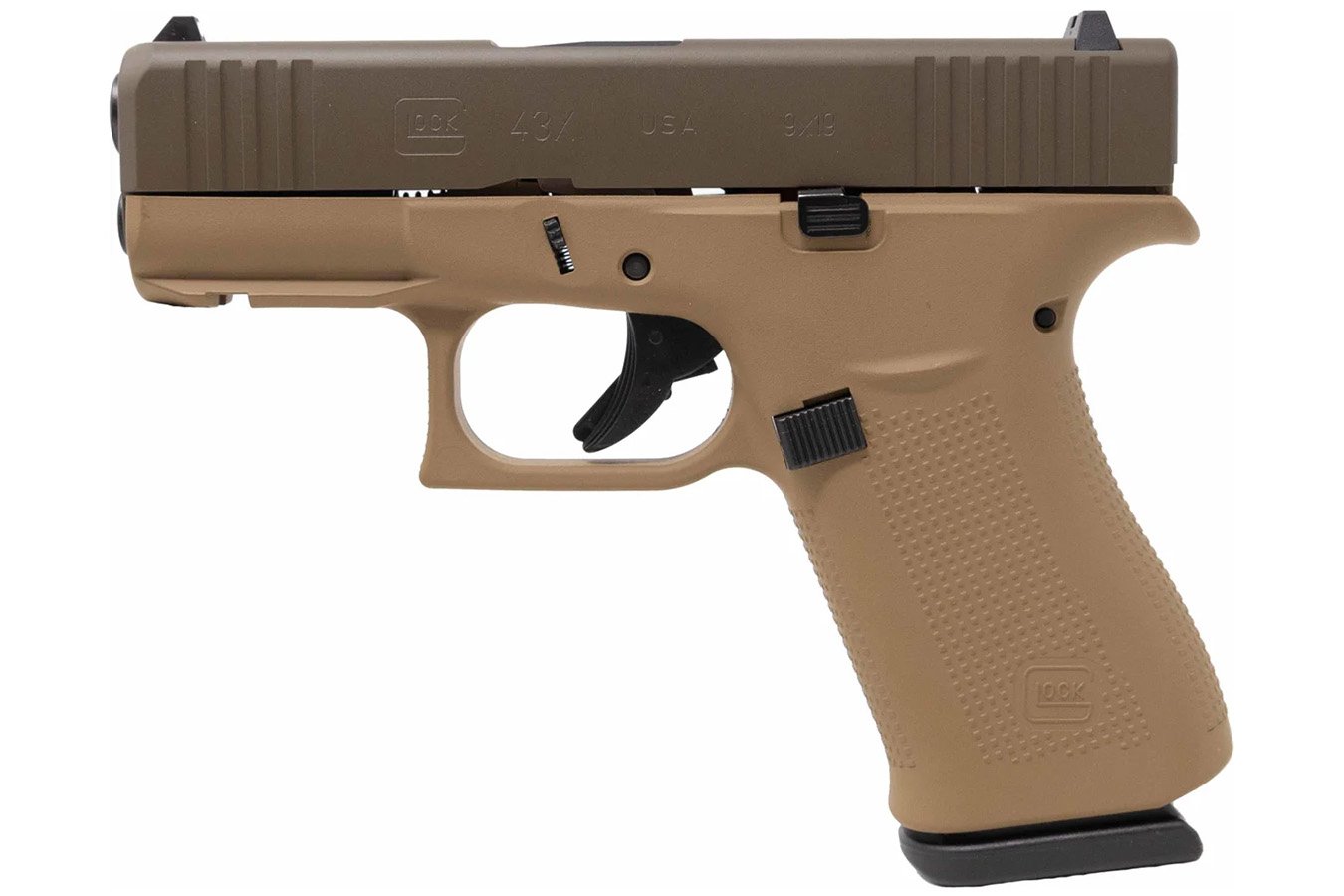 GLOCK 43X 9mm Pistol with Patriot Brown Slide and Dark Earth Frame