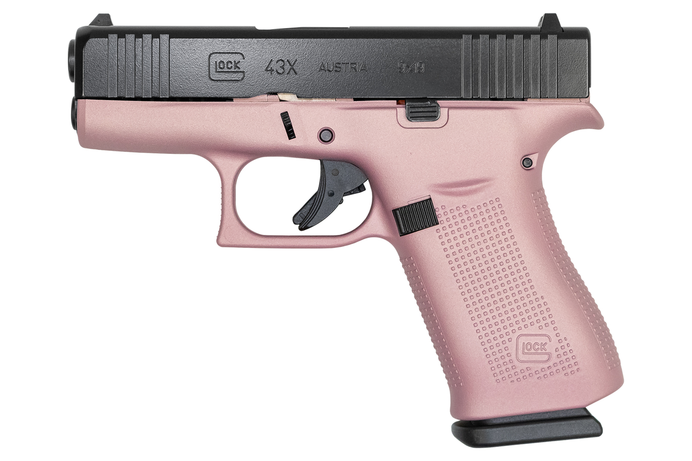 Glock 43X 9mm 10-Round Pistol with Pink Champagne Frame and Black nDLC