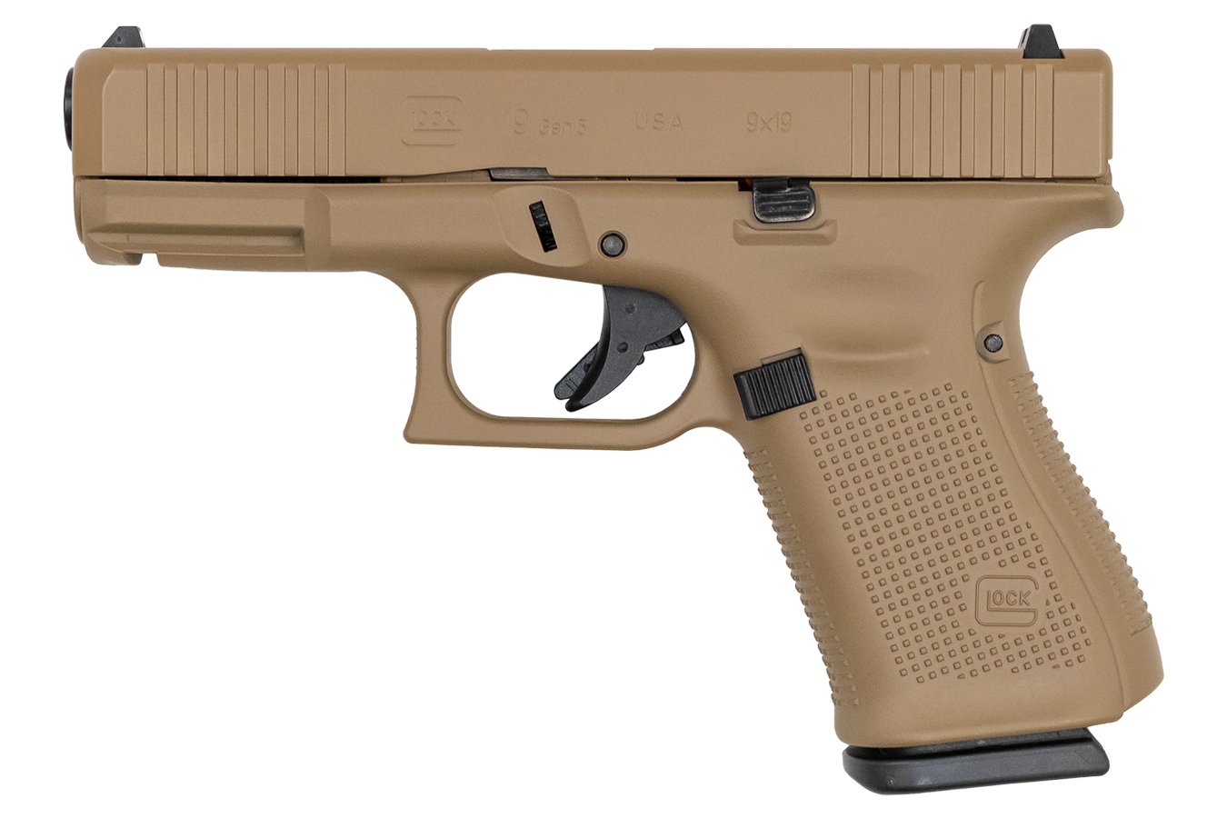 GLOCK 19 Gen5 9mm 15-Round Pistol with FDE Cerakote Finish