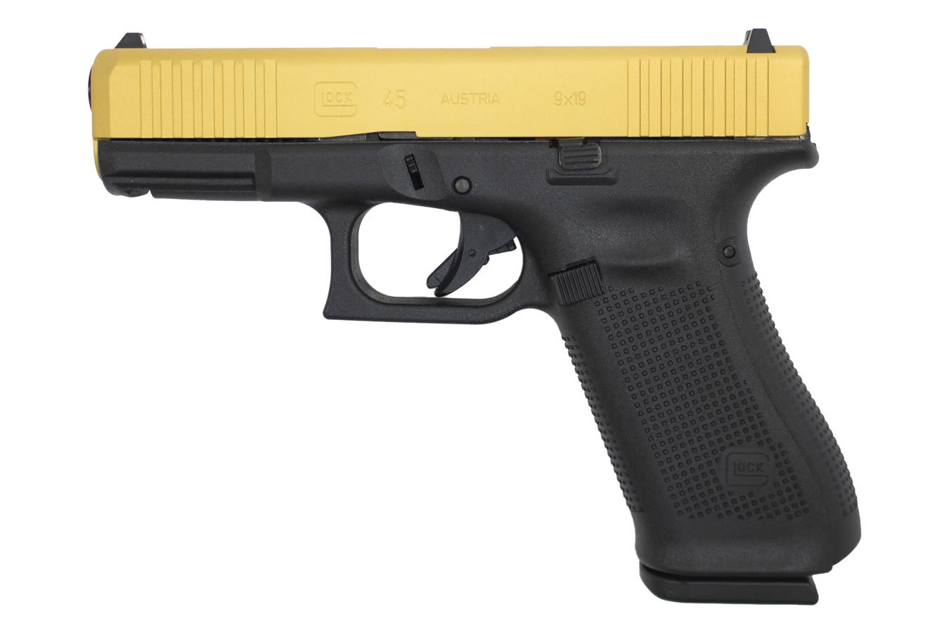 GLOCK 45 9mm Pistol with Cerakote Gold Slide